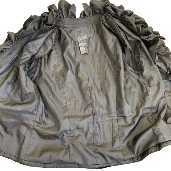 Xscape Sz 8 Vtg Elegant Dressy Ruffle Neck Fitted Velvet Blazer Jacket Luxorious - Picture 13 of 16